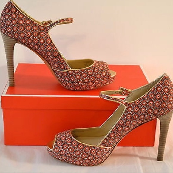 COACH “SHEA” FLORAL PRINT HEELS - Picture 1 of 15